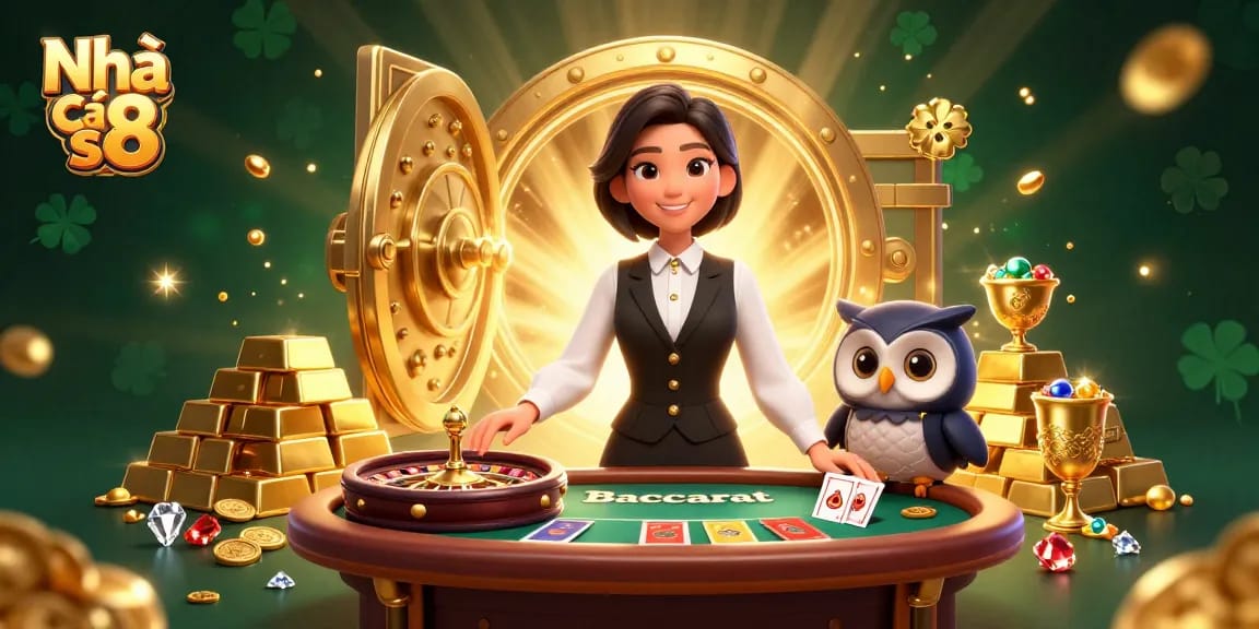 Experience thrilling gaming at Nhà cái s8 with expert dealers, gold treasures, and rich casino atmosphere.