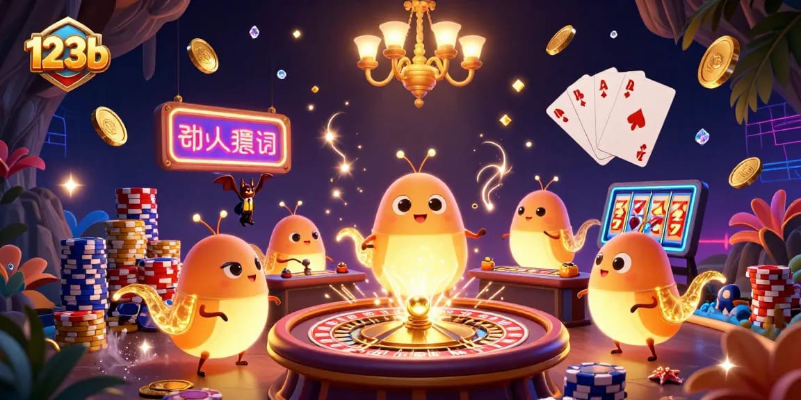Experience thrilling gameplay at 123b, with vibrant glowworms illuminating the casino adventure.