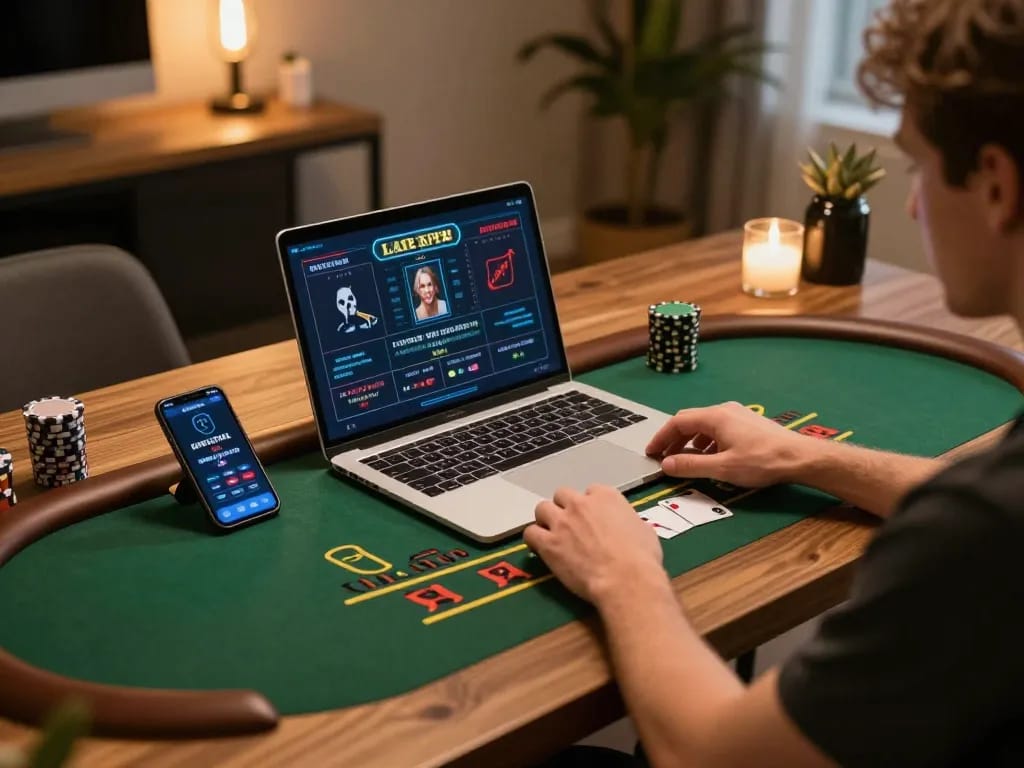 Engaging in live casino gameplay on JUN88 through a modern laptop setup