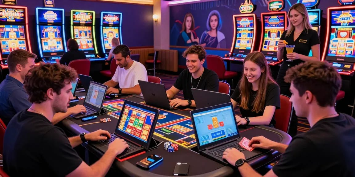 Exciting online gaming with diverse players enjoying au88 casino games in a vibrant environment.