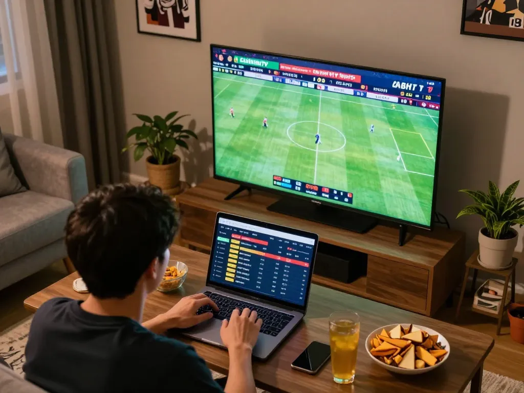 View of sports betting on cakhia tv during a live game, showcasing a user engaged in betting activities.