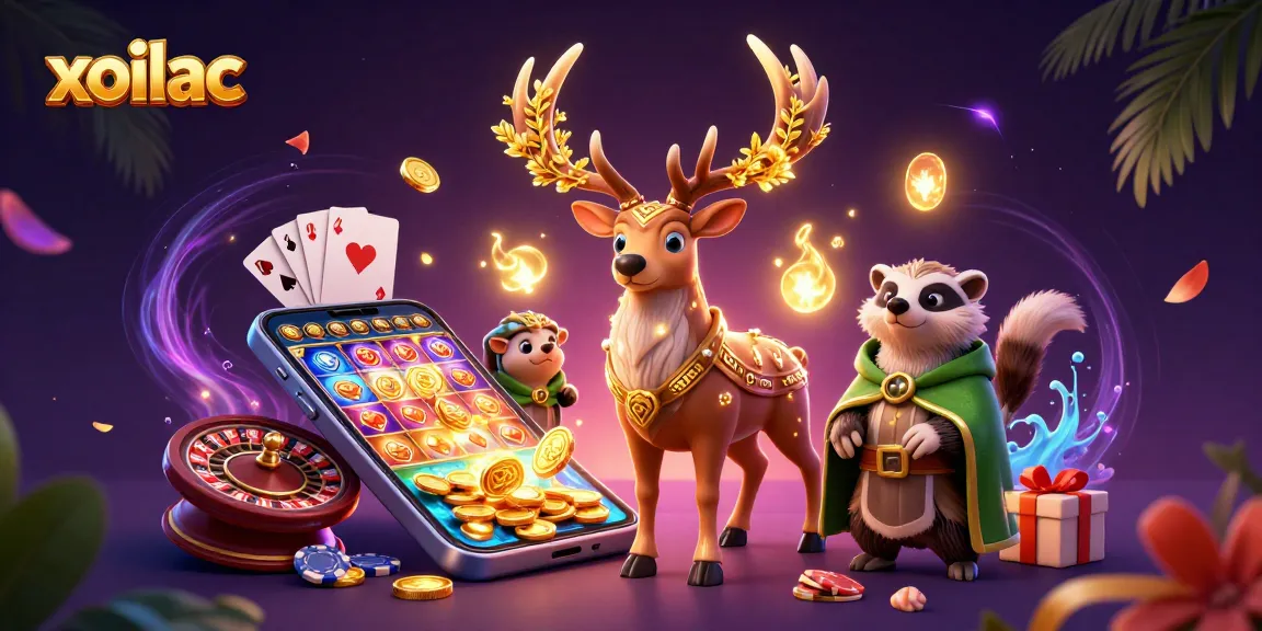Xoilac invites gamblers to chase riches in a vibrant casino-themed 3D illustration.