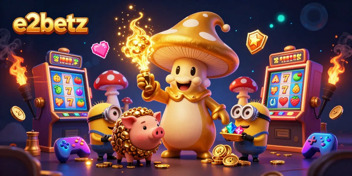 Experience engaging gaming action with e2betz in an enchanting, treasure-filled casino illustration.