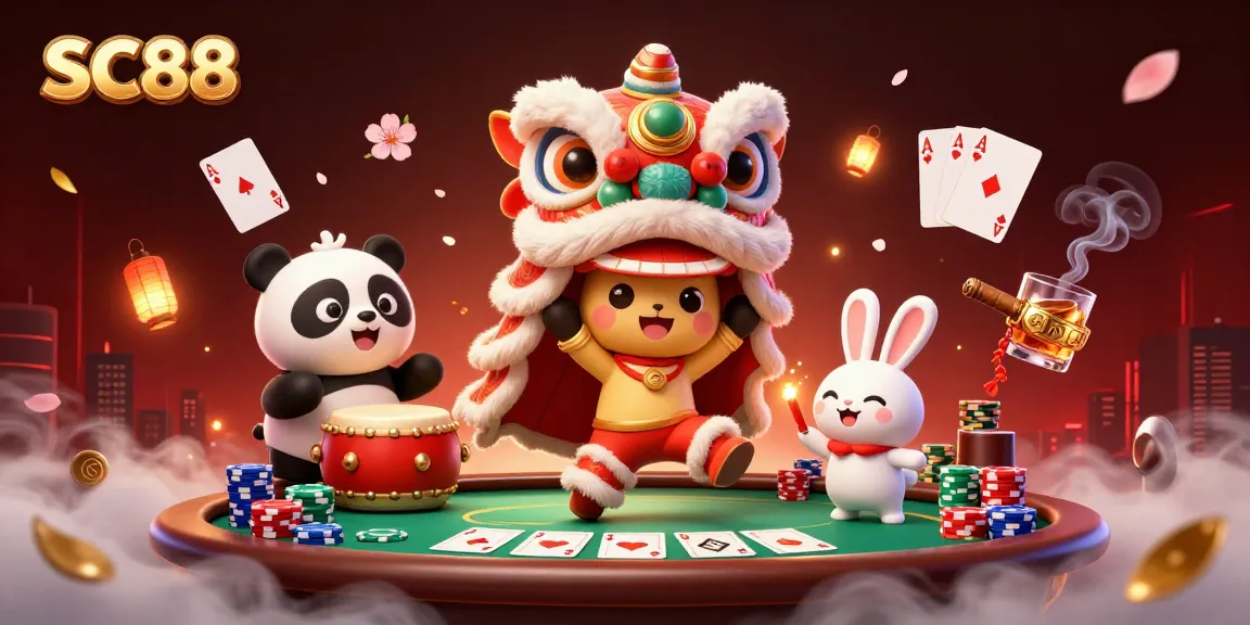 Experience thrilling moments at SC88 with an engaging celebration, lively characters, and vibrant casino elements.