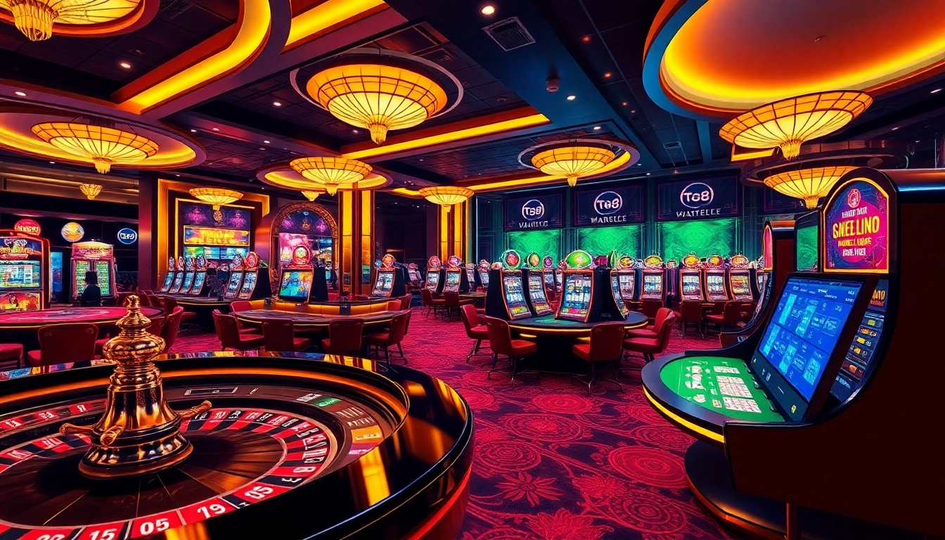 Players enjoying a premium gaming experience at TG88 com with vibrant casino games and betting tables.