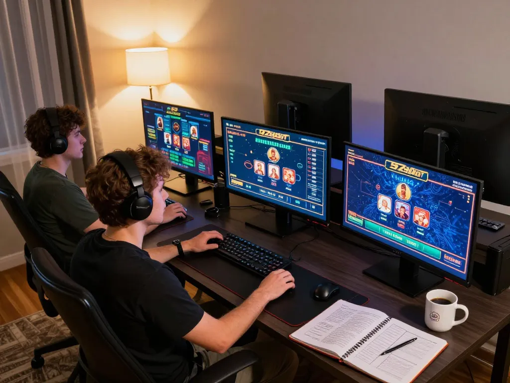 Engaging gameplay at 92slot online casino setup with multiple screens and strategy notes.