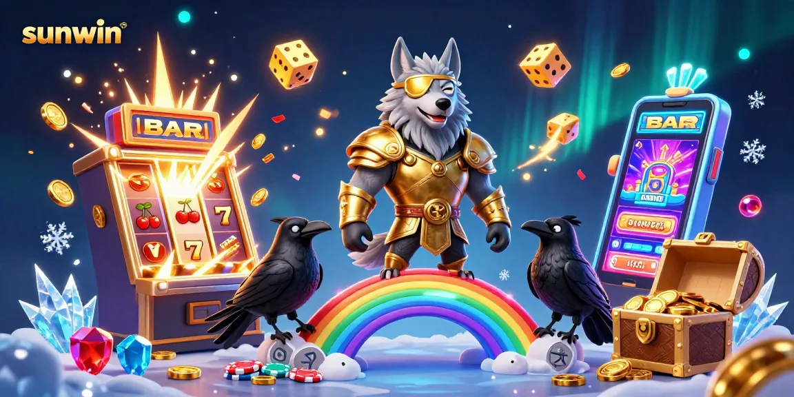 Play exciting casino games at sunwin with a 3D Norse mythology-themed illustration.