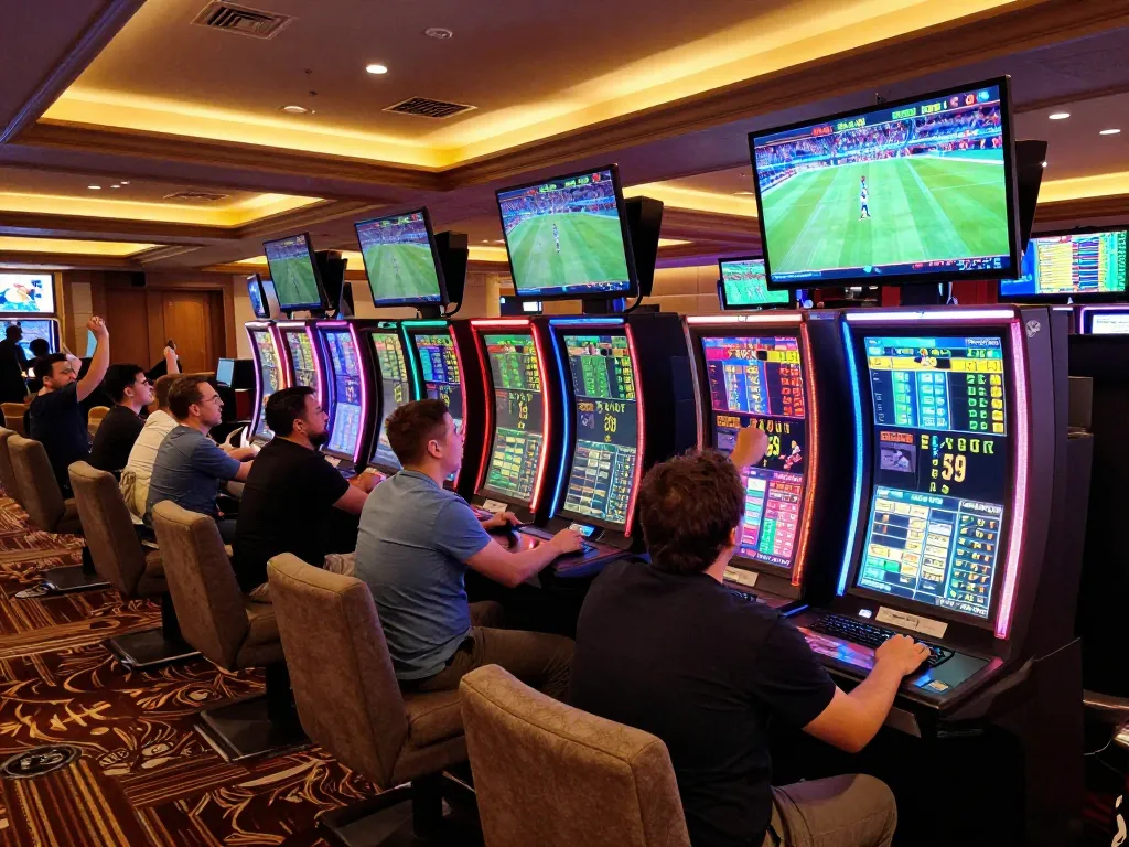 Engaging kèo nhà cái betting action during a live sports event in a modern casino setting.