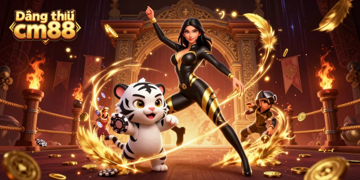 Engage with Đăng ký cm88 in this vibrant 3D illustration showcasing a dynamic casino atmosphere.