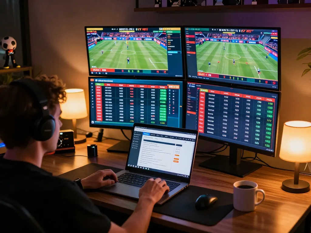 Engaging sports betting scene with a user actively placing bets on 11BET's platform