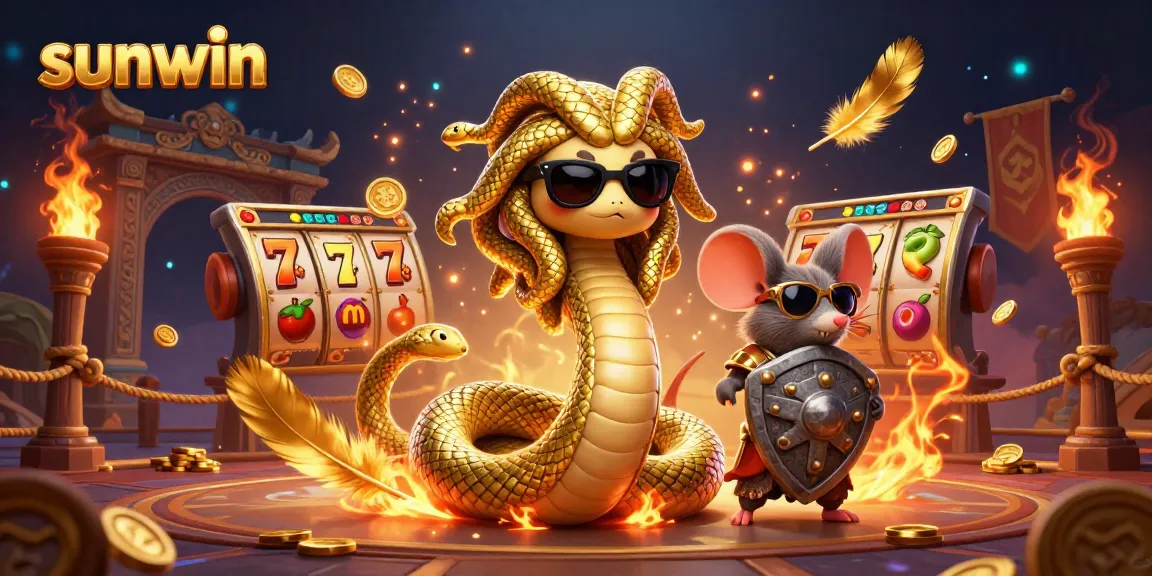 Engage with the vibrant sunwin casino universe featuring a friendly Medusa and warrior mouse.
