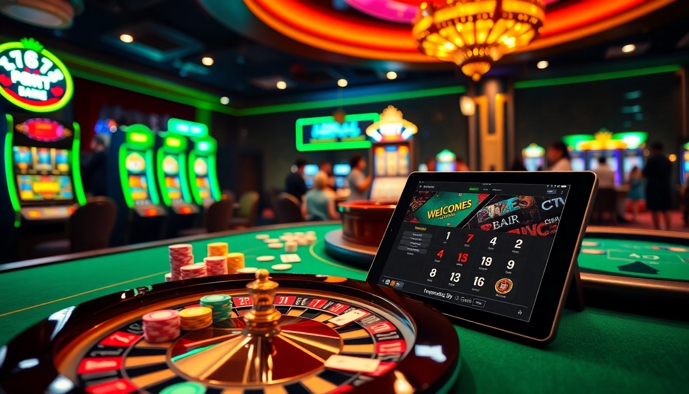 Players enjoying an exciting game at a casino table inspired by https://789betmedia.com/ with vibrant colors and luxury elements.