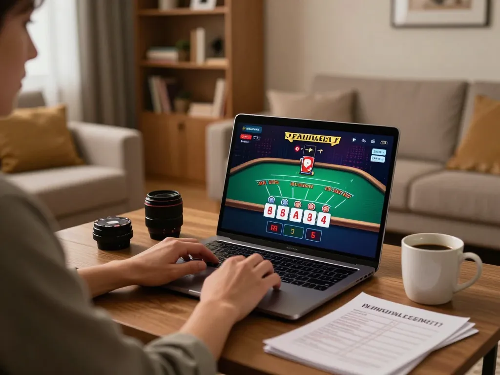 Player enjoying live dealer blackjack at home with Nhà cái SC88, showcasing an engaging online gambling experience.