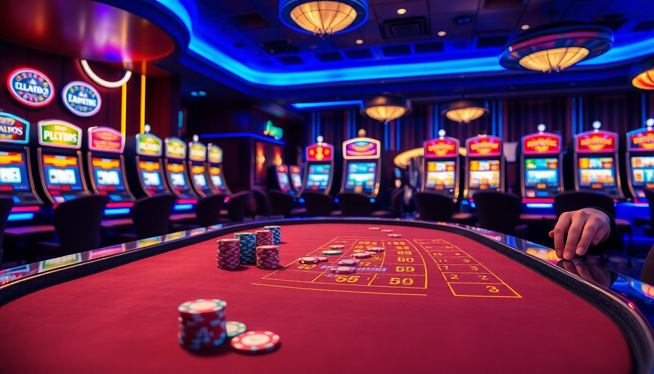 Experience thrilling gameplay at B52 Club, featuring a modern casino setup with vibrant chips and cards.