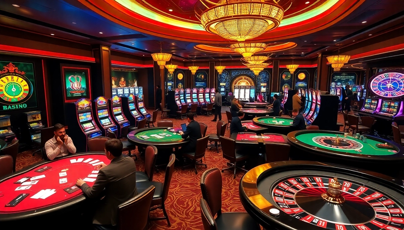 Experience thrilling gameplay at Nhà cái xin88's premier casino with vibrant tables and colorful slot machines.