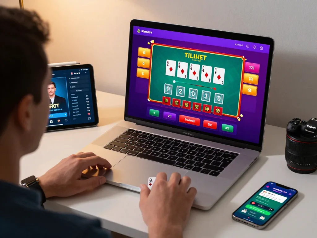 Nyonya9 player engaged in live dealer blackjack on a sleek setup, showcasing strategic betting