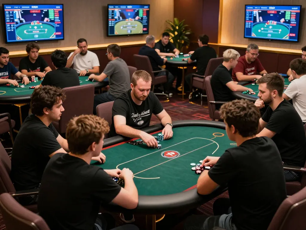 Engaged players at a virtual poker table showcasing strategic gameplay in da88