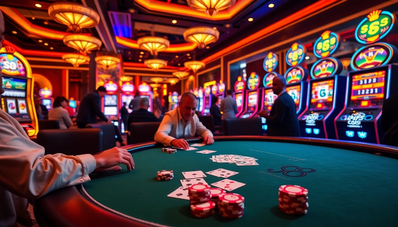 S8 logo prominently displayed on poker table surrounded by eager players in an exciting casino atmosphere.