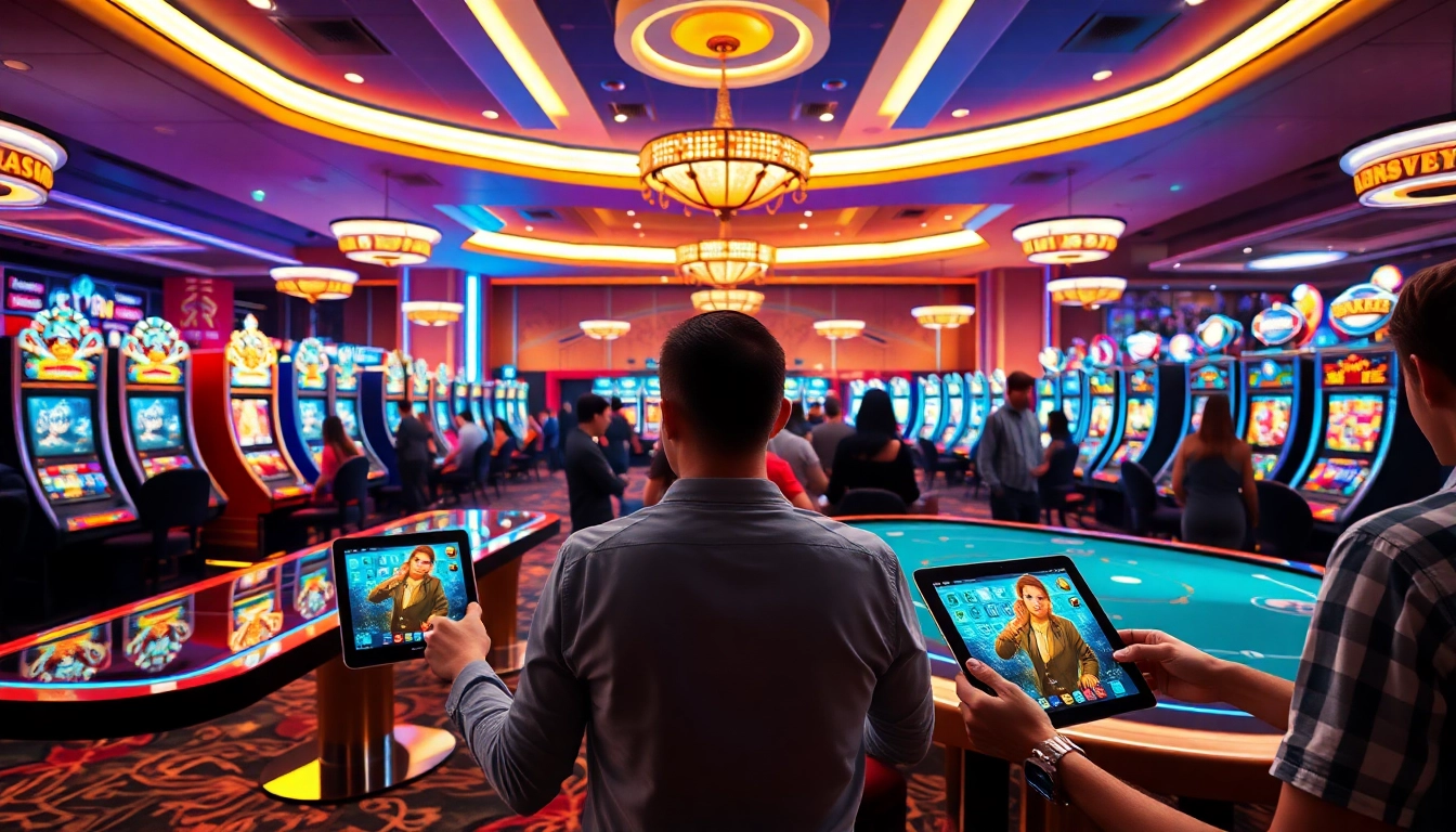 Dynamic online betting scene depicting players engaged with gaming options on https://057789.com/ in a vibrant digital casino atmosphere.