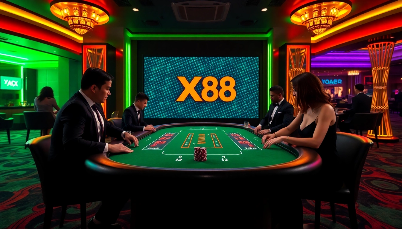 Engage in thrilling blackjack action at XX 88 casino with vibrant chips and an elegant atmosphere.