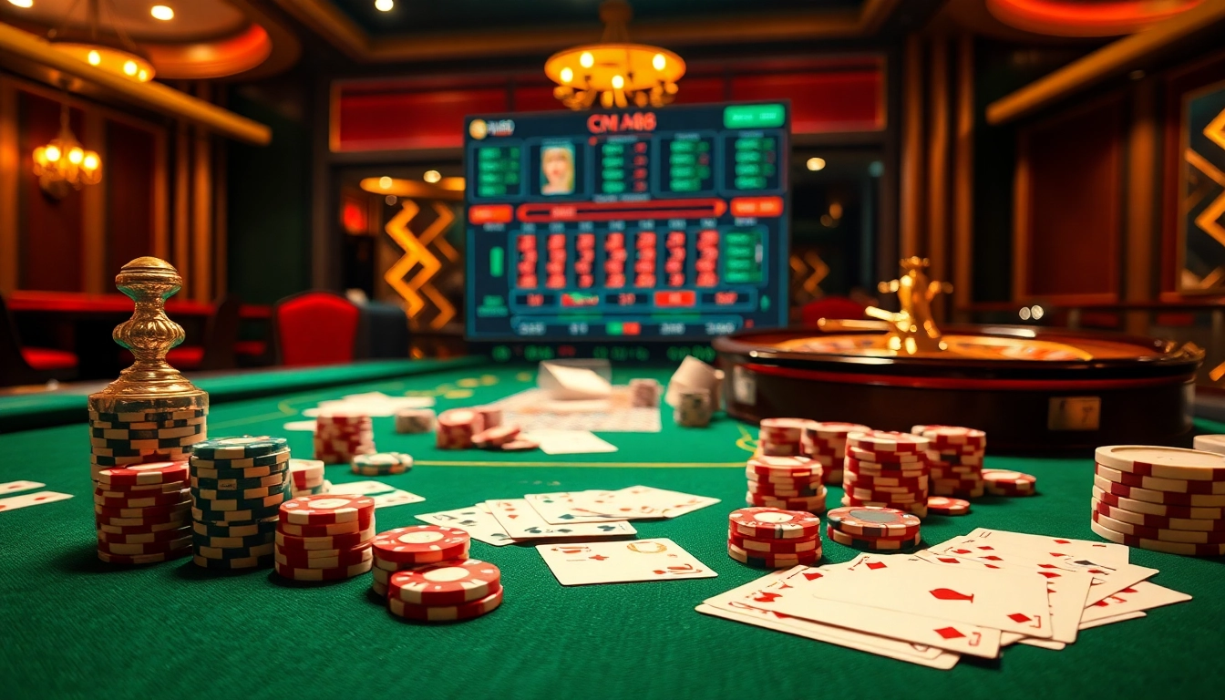 Experience the thrill of gambling at Trang Chủ CM88 with vibrant casino visuals showcasing betting excitement.