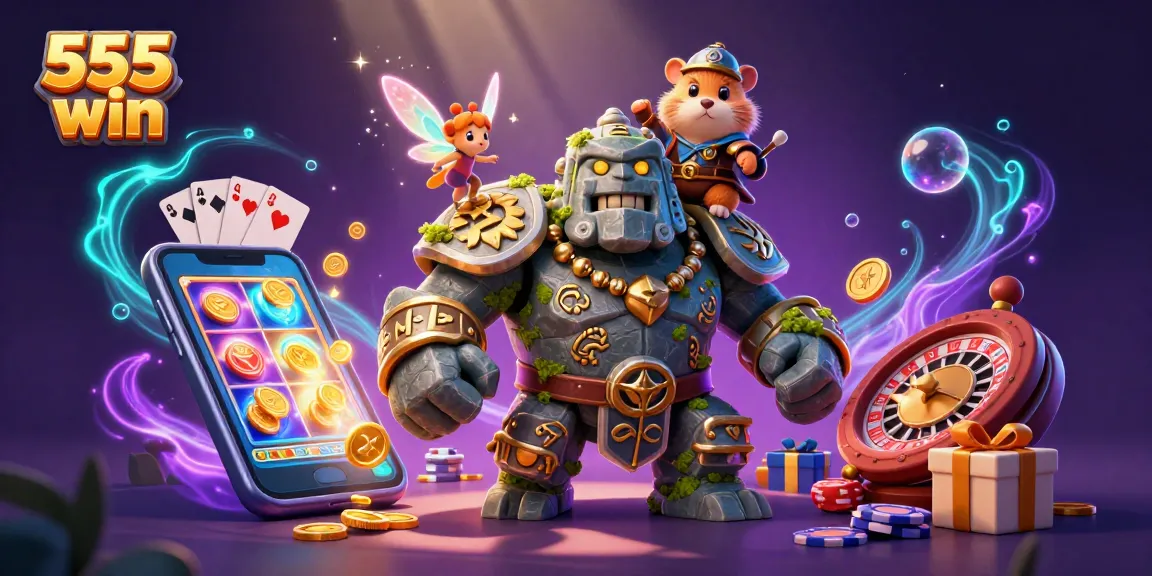 Spin into fortune with 555 win as magic unfolds in a vibrant casino adventure.