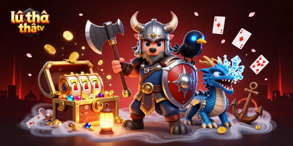 Bet on lẩu thái tv with a Viking wolf warrior, gold coins, and dynamic casino elements