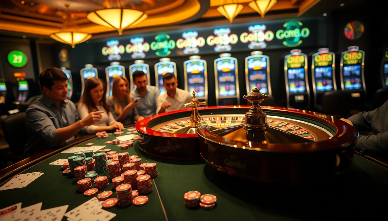Good88 players enjoying an exciting casino experience at a vibrant gambling table.