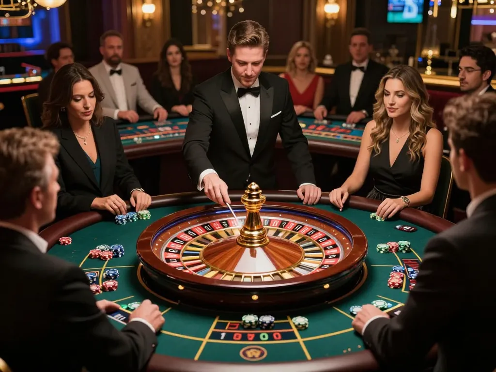 SX88 players engaging in an exciting roulette game, showcasing a dynamic casino atmosphere
