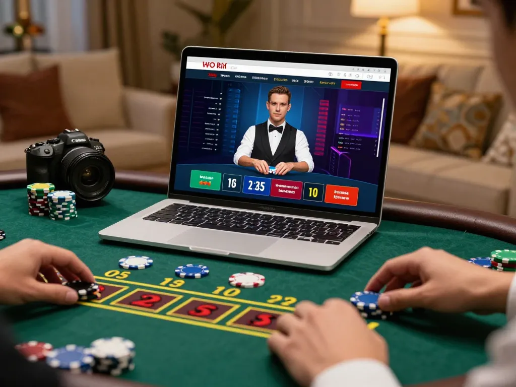 Engage with lc88 online casino through lively live dealer baccarat game on laptop screen