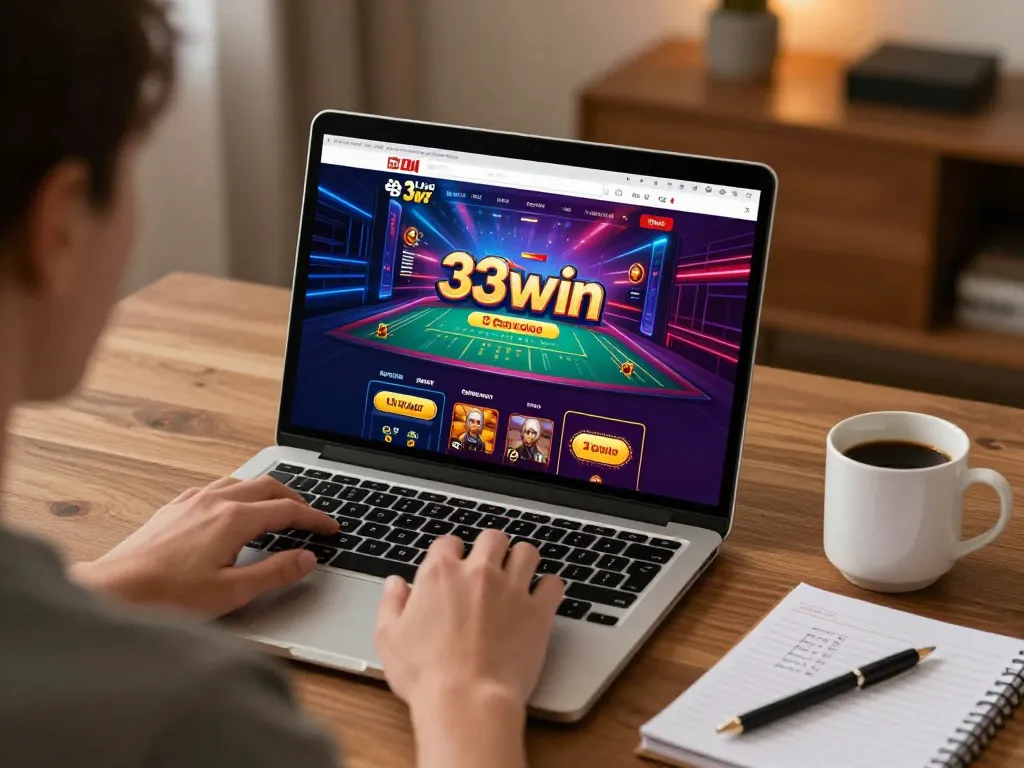 Player engaging in online gaming on the 33win platform with casino interface, showcasing immersive experience.