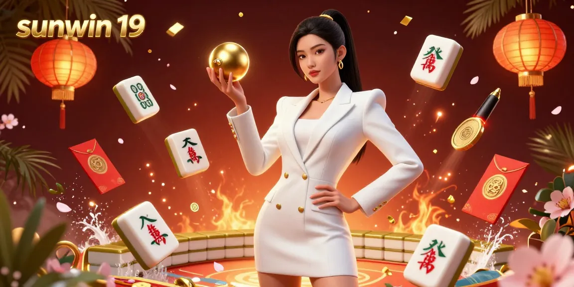 Engage with sunwin 19 in a vibrant casino scene featuring a confident woman with a roulette ball.