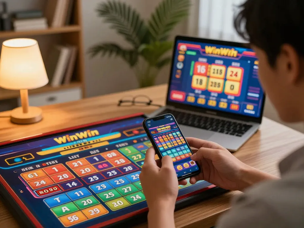Engaging in Togel gameplay on smartphone at WinWin, showcasing strategic betting decisions.