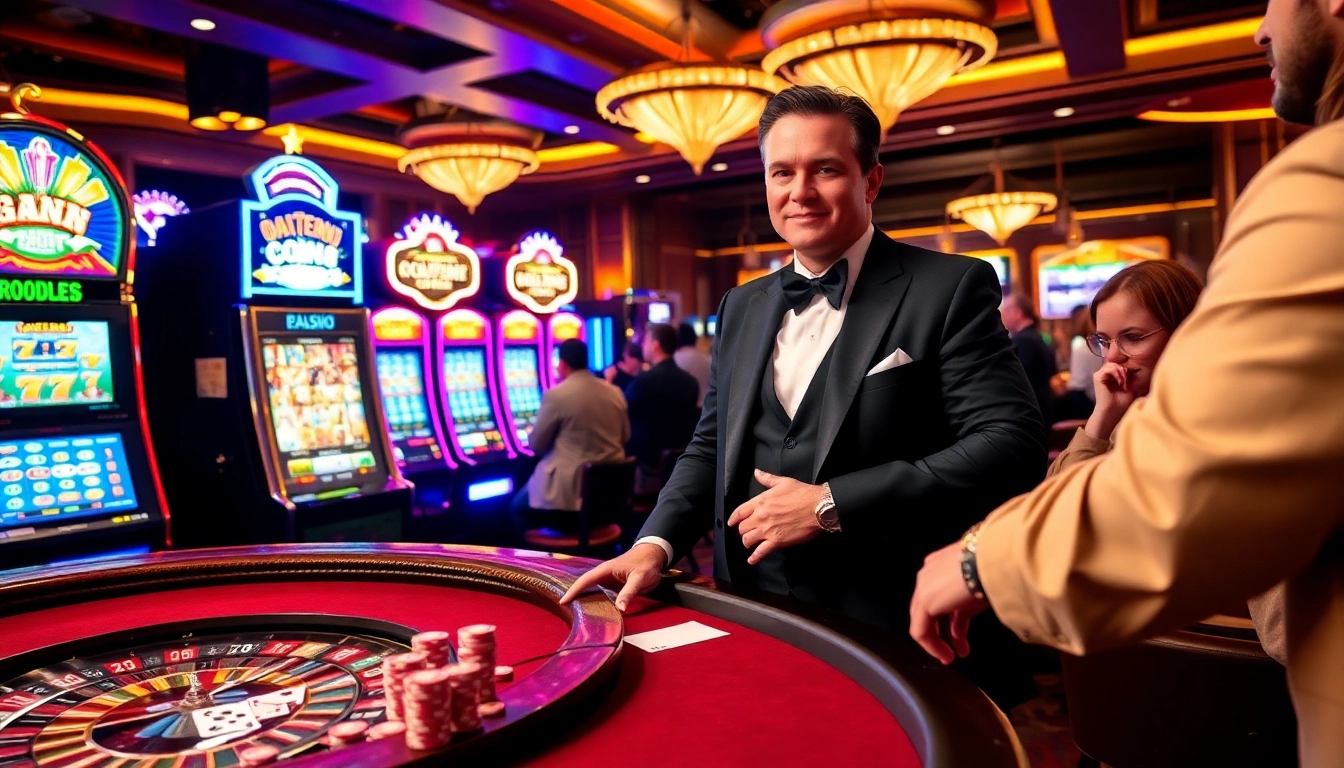 Engaging casino scene showcasing slot machines and poker action at https://www.superslot365.net/ for an exciting gaming experience.