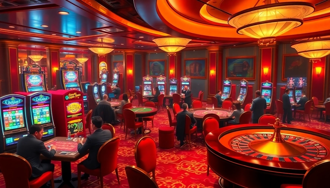 Experience the thrill of a sure win in a luxurious casino environment with vibrant games and excited players.