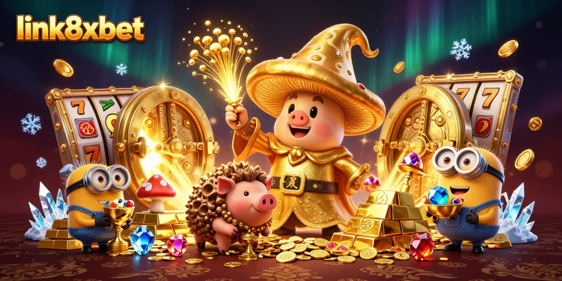Experience the thrill of gaming at link8xbet with treasure and enchanting characters in a vibrant casino scene.