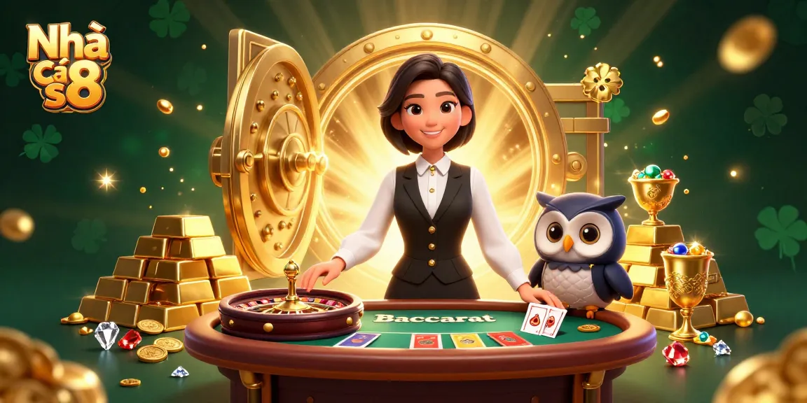 Experience thrilling gaming at Nhà cái s8 with expert dealers, gold treasures, and rich casino atmosphere.