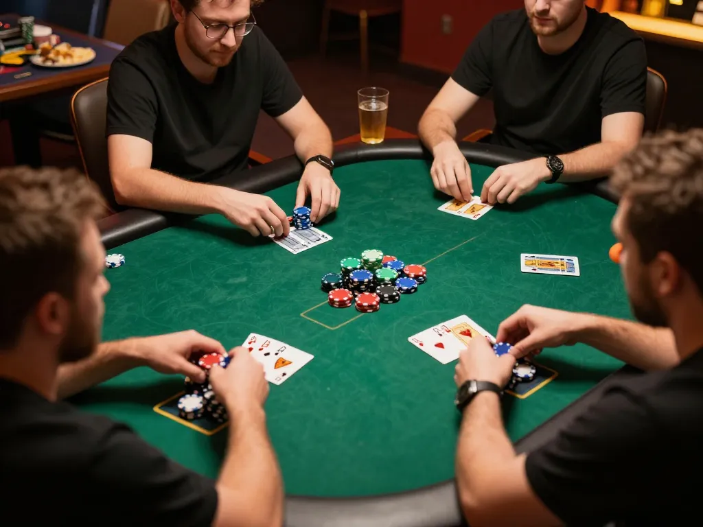 Engaged gameplay at 789CLUB online poker, vibrant setup with chips and cards in focus.