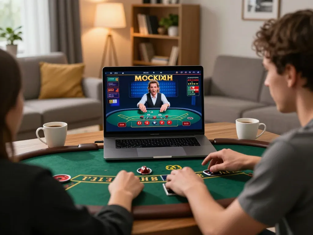 Player enjoying live baccarat on lv88 in a cozy home setup with immersive gaming.