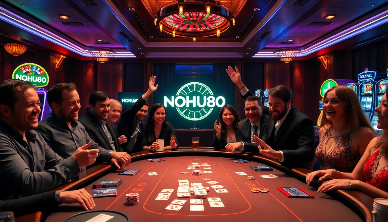 Experience the excitement of NOHU90 at a lavish casino with poker and slots.