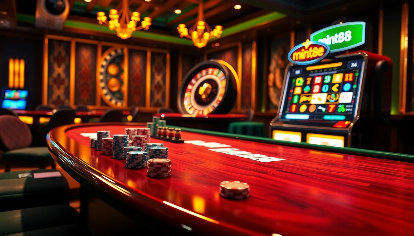 Experience the thrill of winning at a luxury casino with mint88-themed gaming elements.