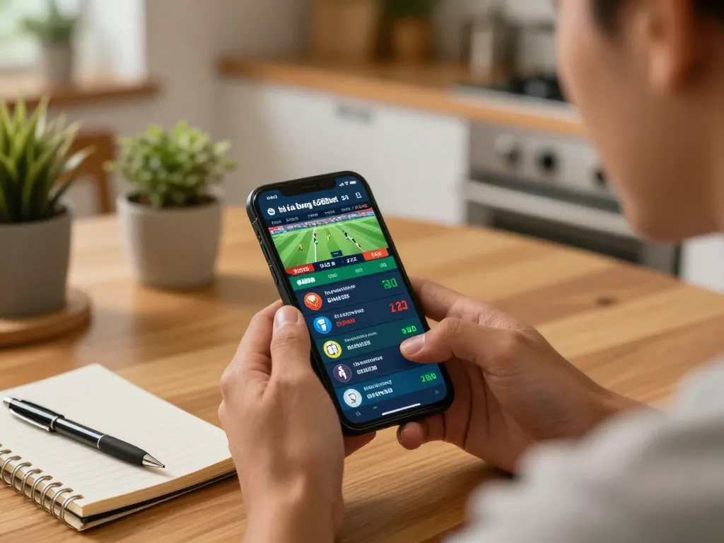 Engaged in live betting on nhà cái bóng đá 388bet with smartphone displaying sports odds