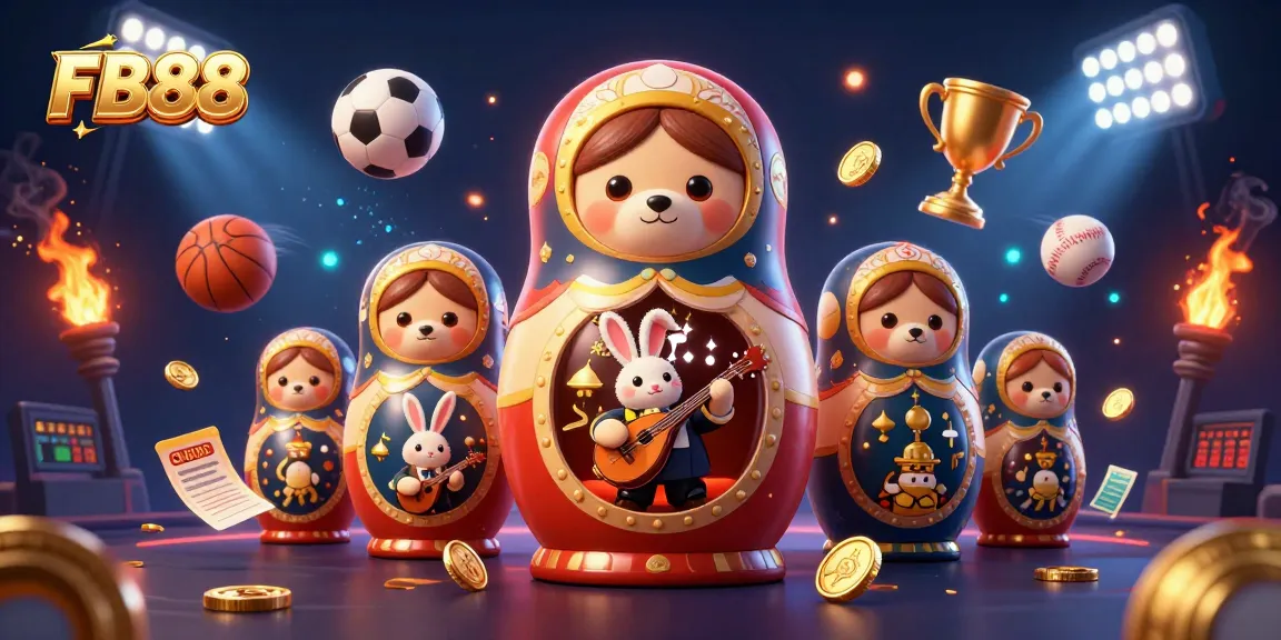 Experience thrilling sports betting at FB88 with dynamic cartoon characters and vibrant casino elements.