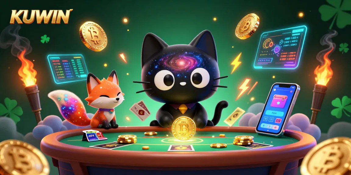 Spin the reels with KUWIN's vibrant cosmic casino experience amidst dazzling golden treasures.