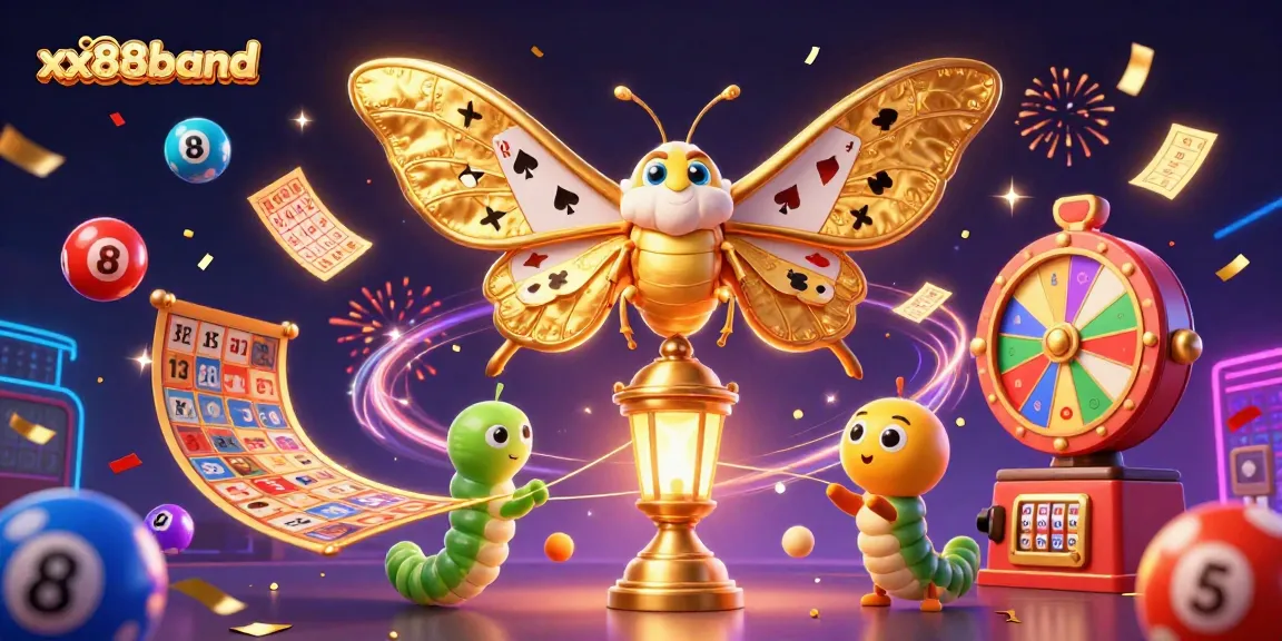 Experience thrilling gameplay with xx88brand's vibrant casino-themed illustration featuring a majestic moth.