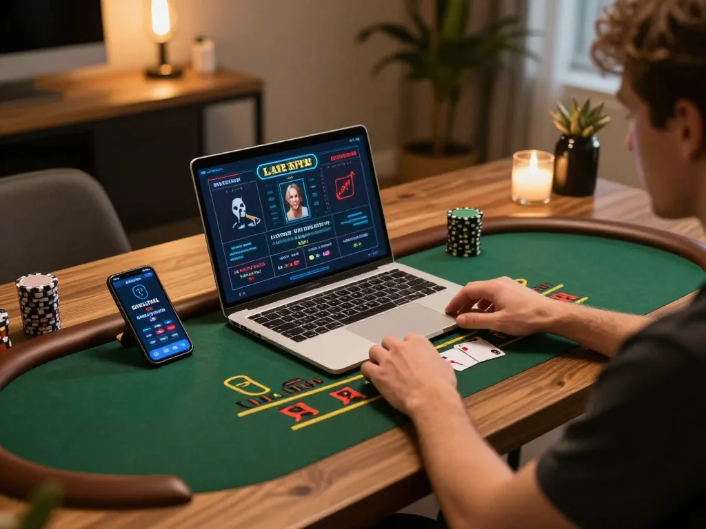 Engaging in live casino gameplay on JUN88 through a modern laptop setup