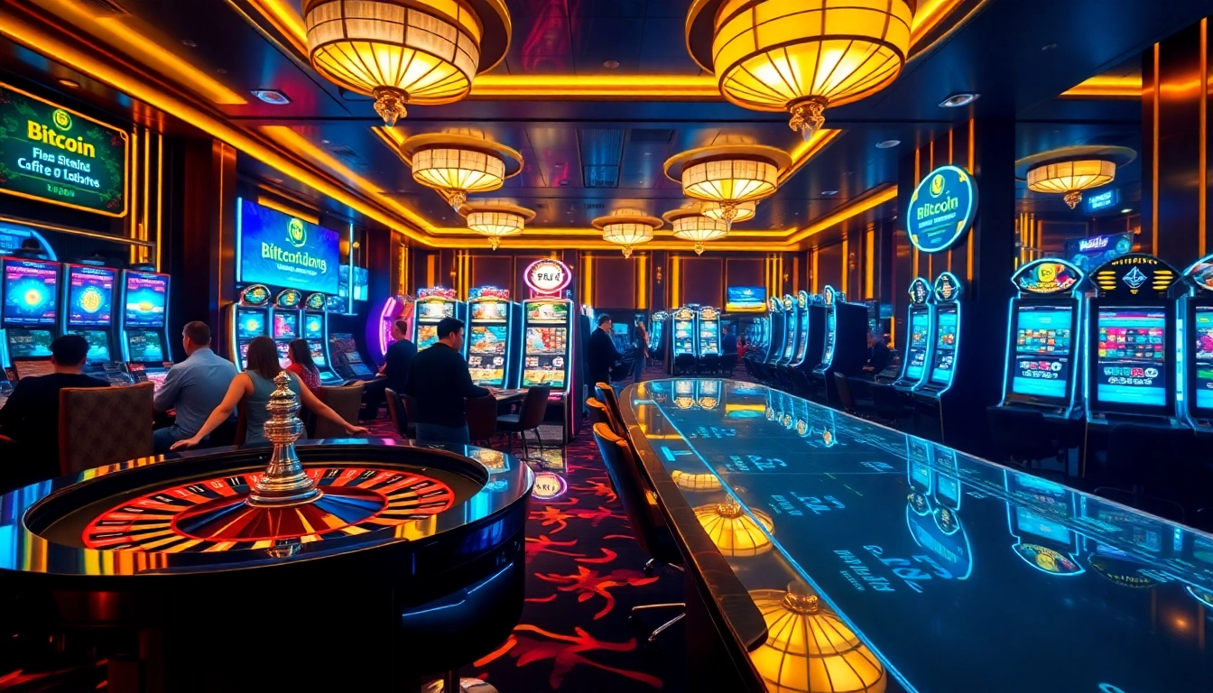 Engaging scene at a crypto online casino featuring enthusiastic players and vibrant gaming elements.