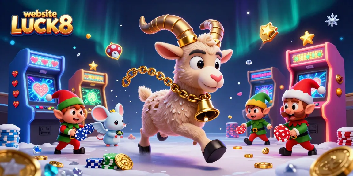 Engage in thrilling games at the website LUCK8 casino, featuring vibrant games and festive characters.