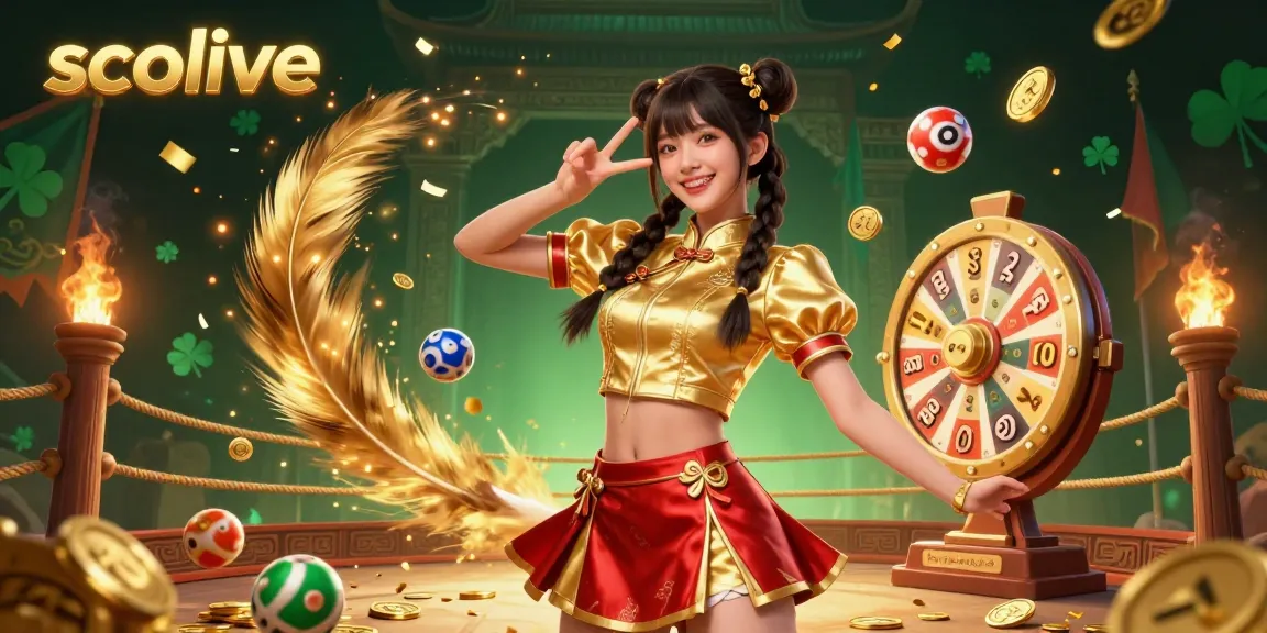 Socolive showcases an interactive scene with an Asian woman spinning a prize wheel, immersed in a vibrant gambling atmosphere.