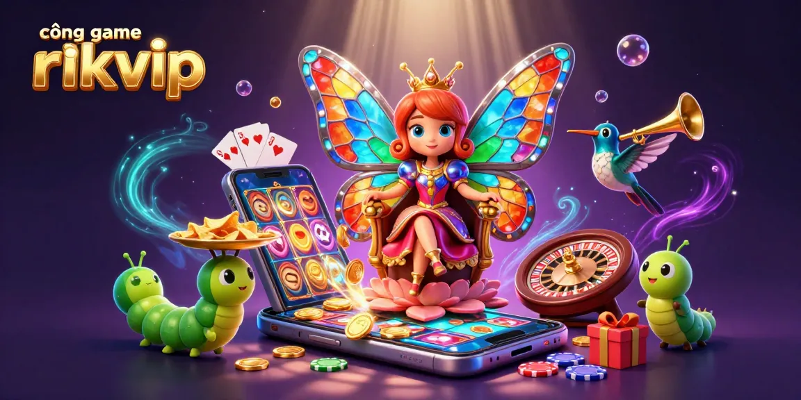 Experience the exciting cổng game rikvip with vibrant casino elements in a colorful 3D illustration.